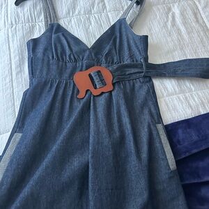 Voom by Joy Han Denim Dress with Tan Accents
